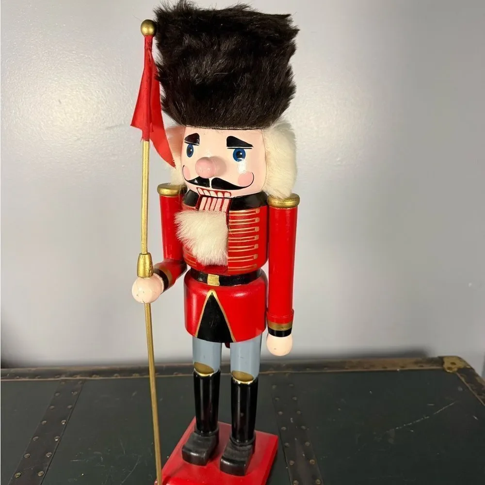 Vintage Large Hand Painted Wooden Nutcracker Classic Heavy Works 20” Soldier